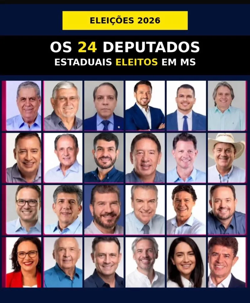 Os 24 deputados eleitos por Mato Grosso do Sul Mandato de 2027 a 2030.